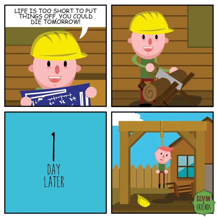 Dark Comics About A Horrible Optimist Kevin (14 New Pics)