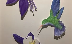 Hummingbirds And Flowers - Paper Cutouts With Watercolor