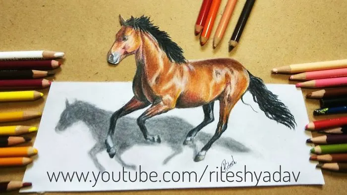 I Spent 4 Hours Painting Realistic 3d Horse On Paper