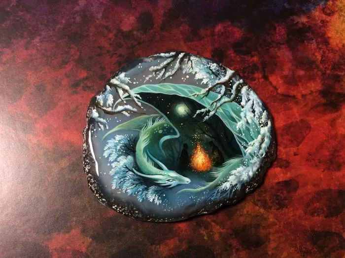 Dragons And Koi On Wood And Stone