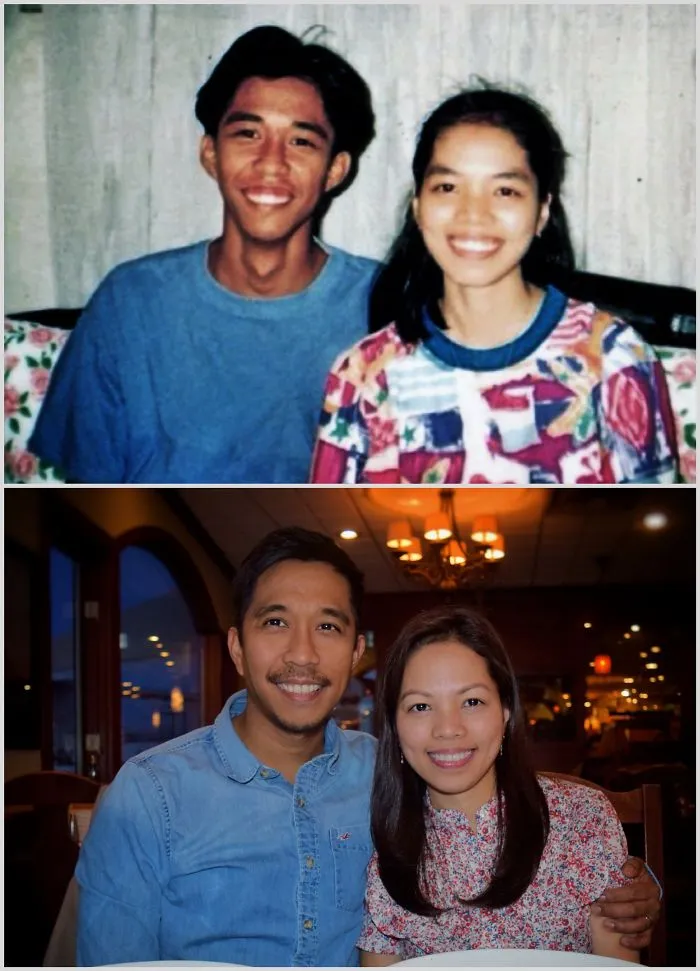 Photo On Top Is My 18th Birthday With My Girlfriend And Bottom Photo Is 2017 - My 40th Birthday With Now My Wife ❤️