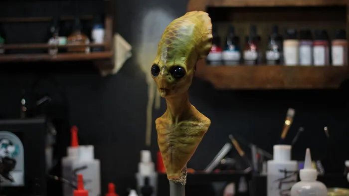 A "Typical Hollywood Alien" Sculpted With Super Sculpey Clay And Airbrushed With Fw Acrylic Inks.