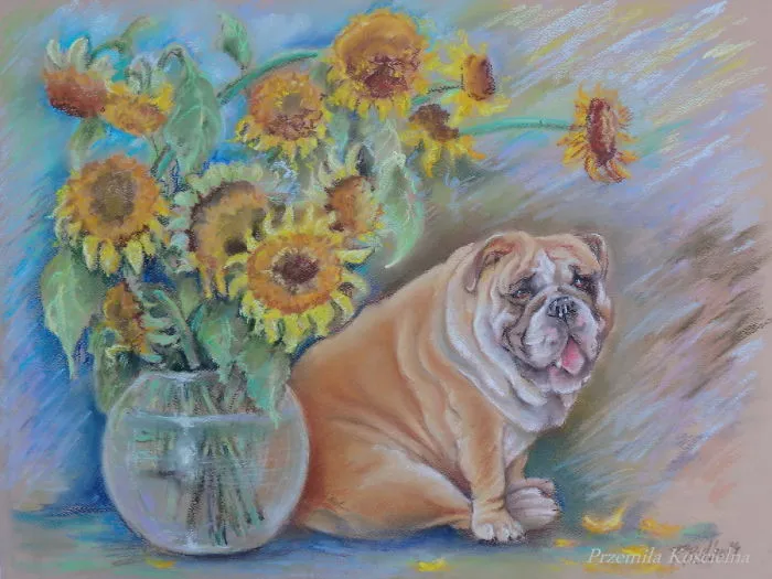 Bull Gogh Van Bull. Pastel Drawing