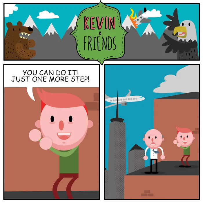Dark Comics About A Horrible Optimist Kevin (14 New Pics)