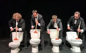 Four Guys Drum On Toilets