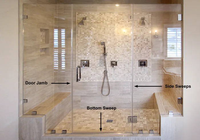 How To Prevent Frameless Shower Enclosure Water Leaks & Close Door Gaps With Shower Door Sweeps