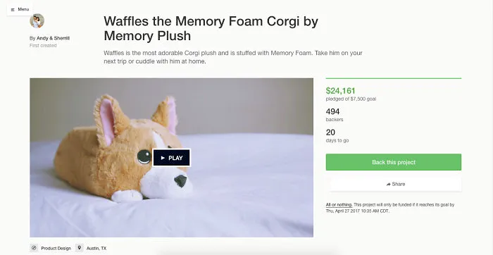 Insanely Cute Corgi Plush Reaches Kickstarter Goal In 8 Hours