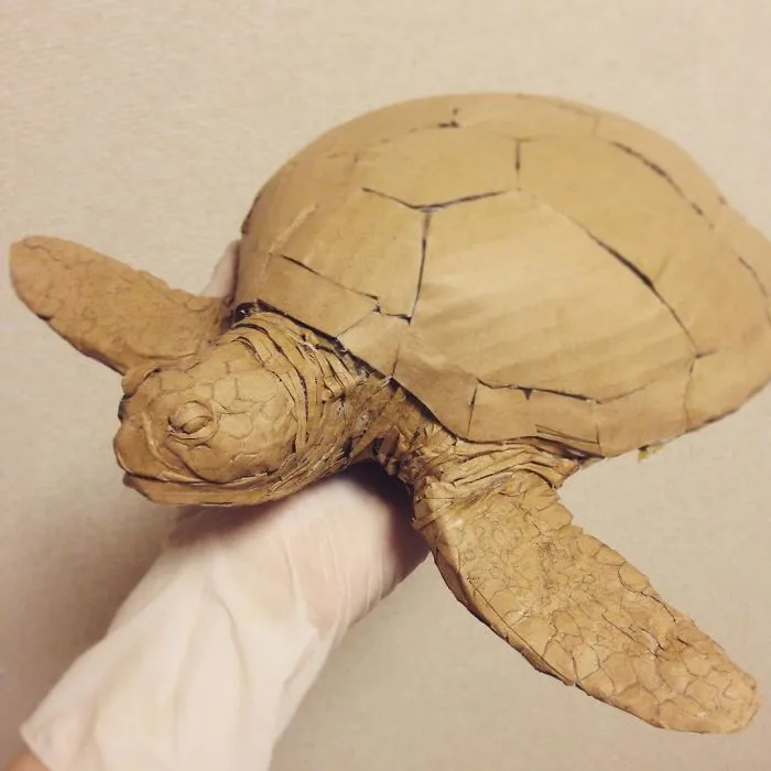 Japanese Cardboard Artist Turns Old Amazon Boxes Into Tanks, Food And Other Incredible Sculptures