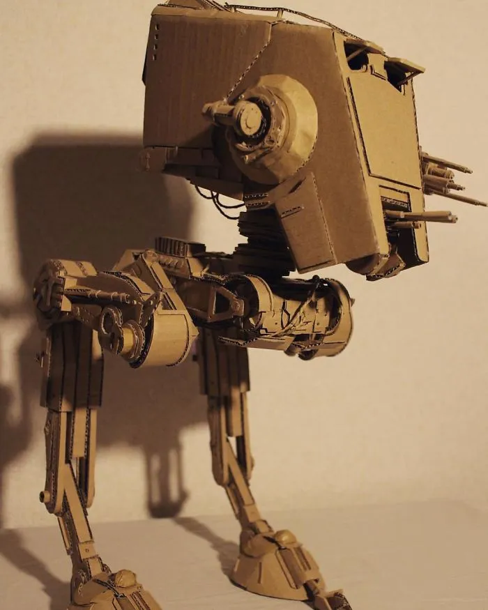 Japanese Cardboard Artist Turns Old Amazon Boxes Into Tanks, Food And Other Incredible Sculptures
