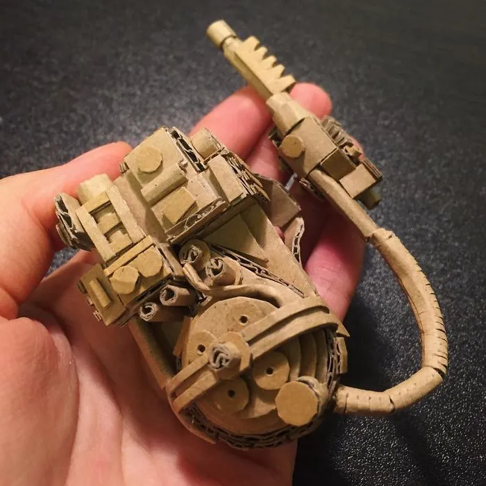 Japanese Cardboard Artist Turns Old Amazon Boxes Into Tanks, Food And Other Incredible Sculptures