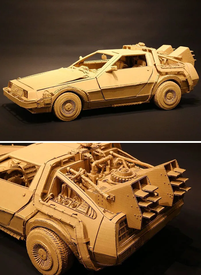 Japanese Cardboard Artist Turns Old Amazon Boxes Into Tanks, Food And Other Incredible Sculptures