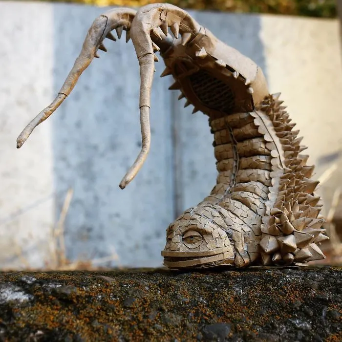 Japanese Cardboard Artist Turns Old Amazon Boxes Into Tanks, Food And Other Incredible Sculptures
