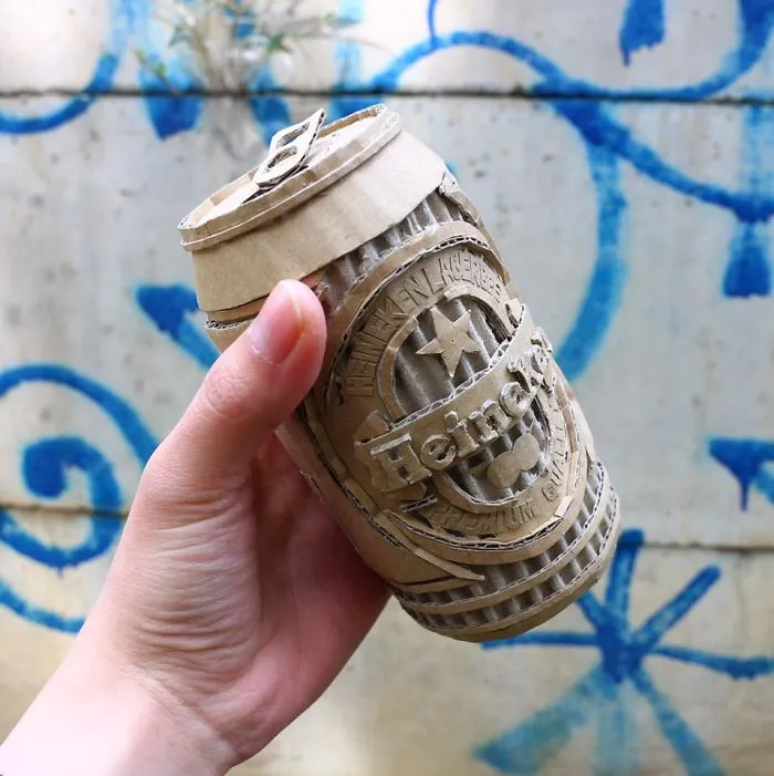 Japanese Cardboard Artist Turns Old Amazon Boxes Into Tanks, Food And Other Incredible Sculptures