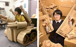 Japanese Cardboard Artist Turns Old Amazon Boxes Into Tanks, Food And Other Incredible Sculptures