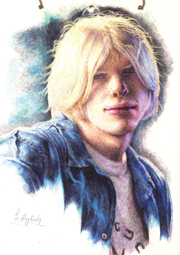 I Draw Using 8 Colored Ballpoint Pens