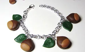 I Made These Earrings And Bracelet With Chestnuts Out Of Polymer Clay!