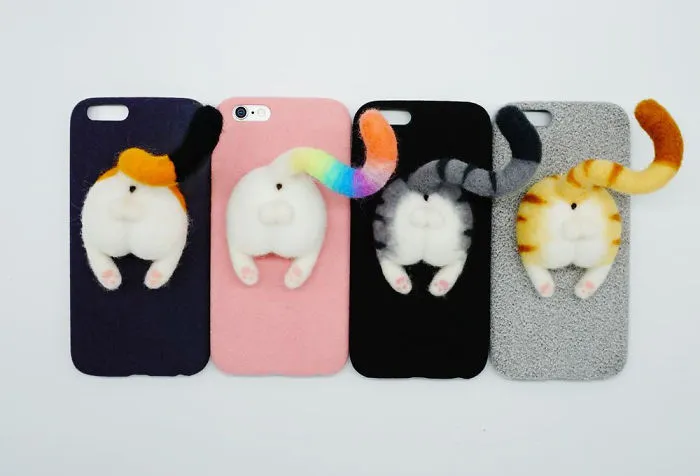 Needle Felted Cat Butt Phone Cases