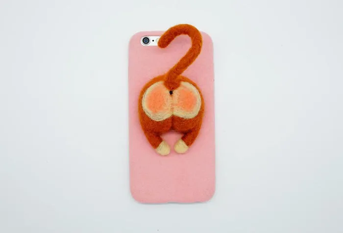 Needle Felted Monkey Butt Phone Case