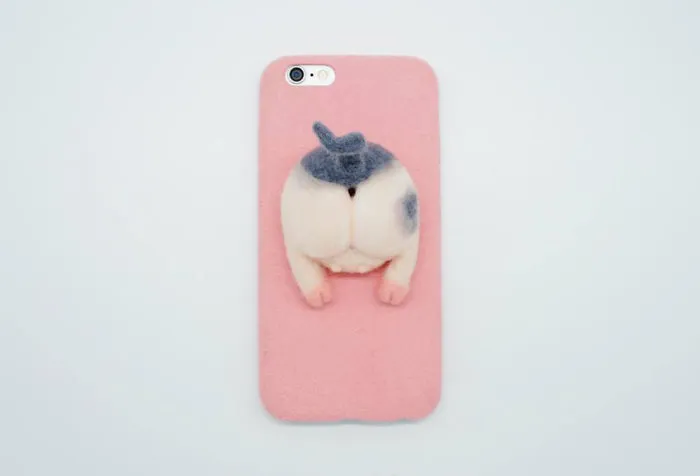 Needle Felted Pig Butt Phone Case