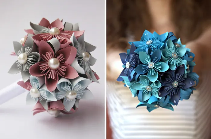 Hago ramos kusudama de papel para bodas