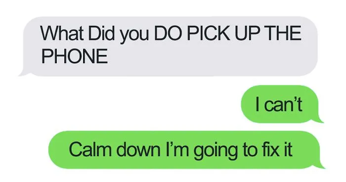 Husband Texts Wife Pictures Of An Accident At Home, And Now She's Going To Kill Him