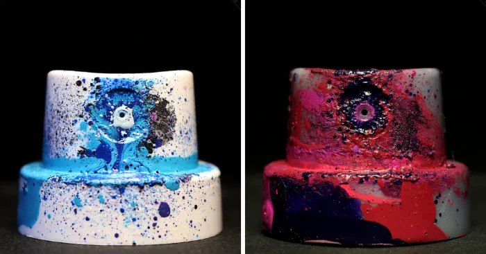 Ultra Macro Photos Of Graffiti Spray Caps That Were Used To Paint Cosmic Murals