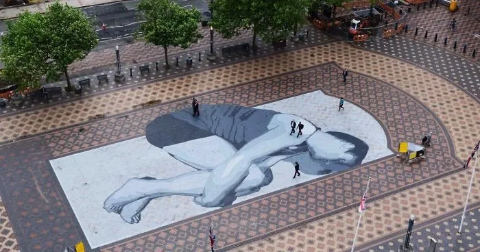 Huge Painting On The Centenary´s Square Floor In Birmingham, UK
