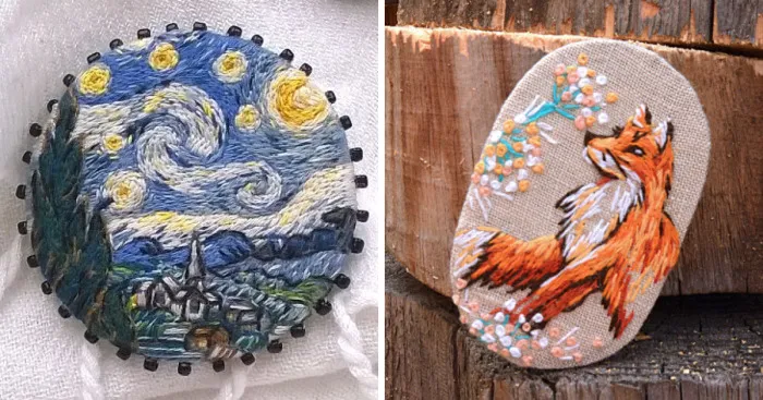 Russian Artist Anna Fedorenko Creates Tiny Replicas Of Paintings Using Embroidery