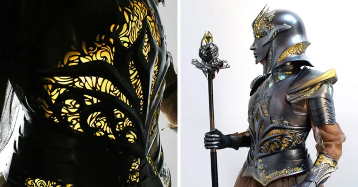 He pasado 518 horas creando esta armadura medieval futurista que es flexible y se ilumina desde dentro