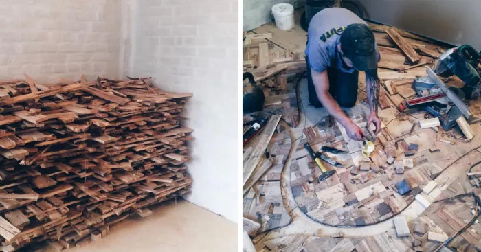 How I Made Floor Art From Random Wood Pieces