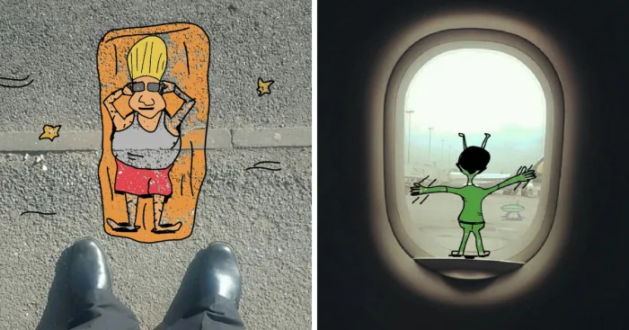 I Illustrate Cartoon Characters Over Photos On 
smartphones