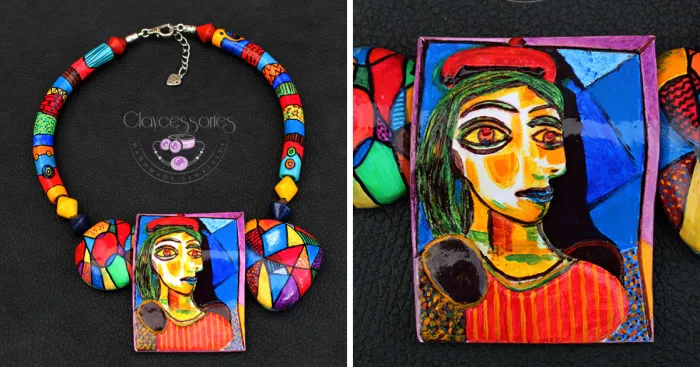 Girl With The Red Beret Necklace, Featuring The Art Of Pablo Picasso