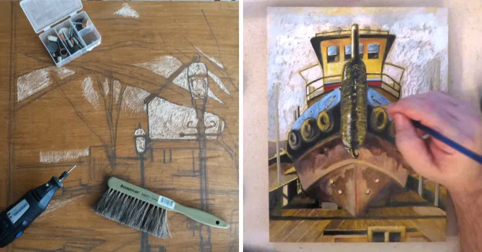 I Create My Paintings Using Only Minwax Wood Stain And A Dremel