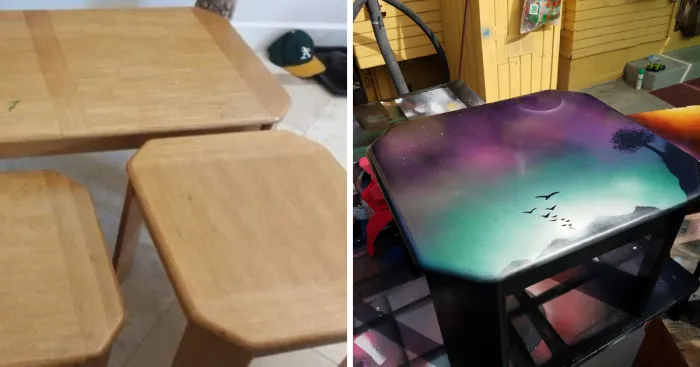 3 Piece Table Set Given New Life