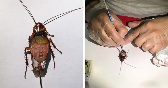 I Painted Donald Trump And Vladimir Putin On Real Cockroaches