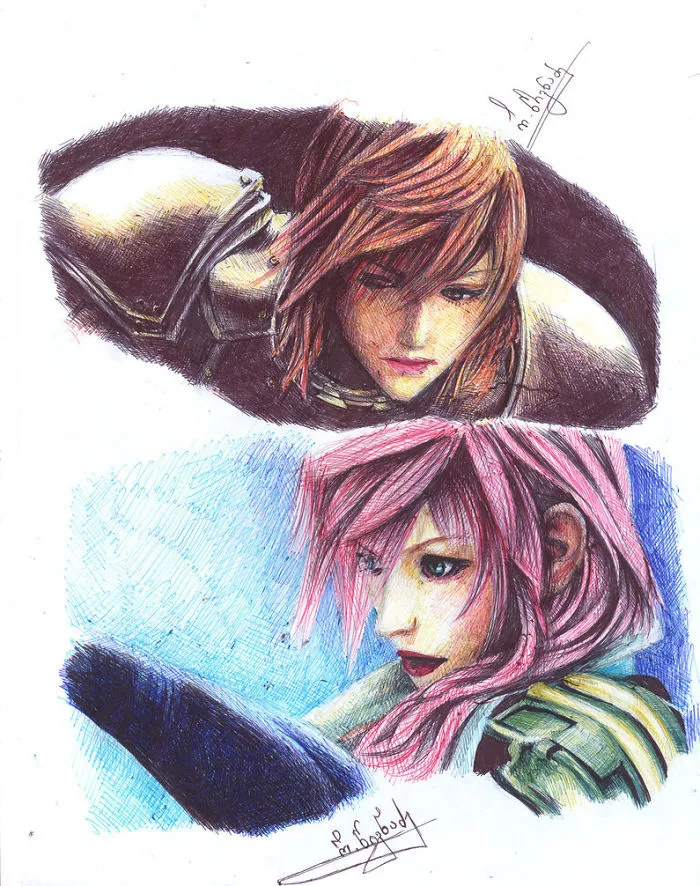 I Draw Using 8 Colored Ballpoint Pens