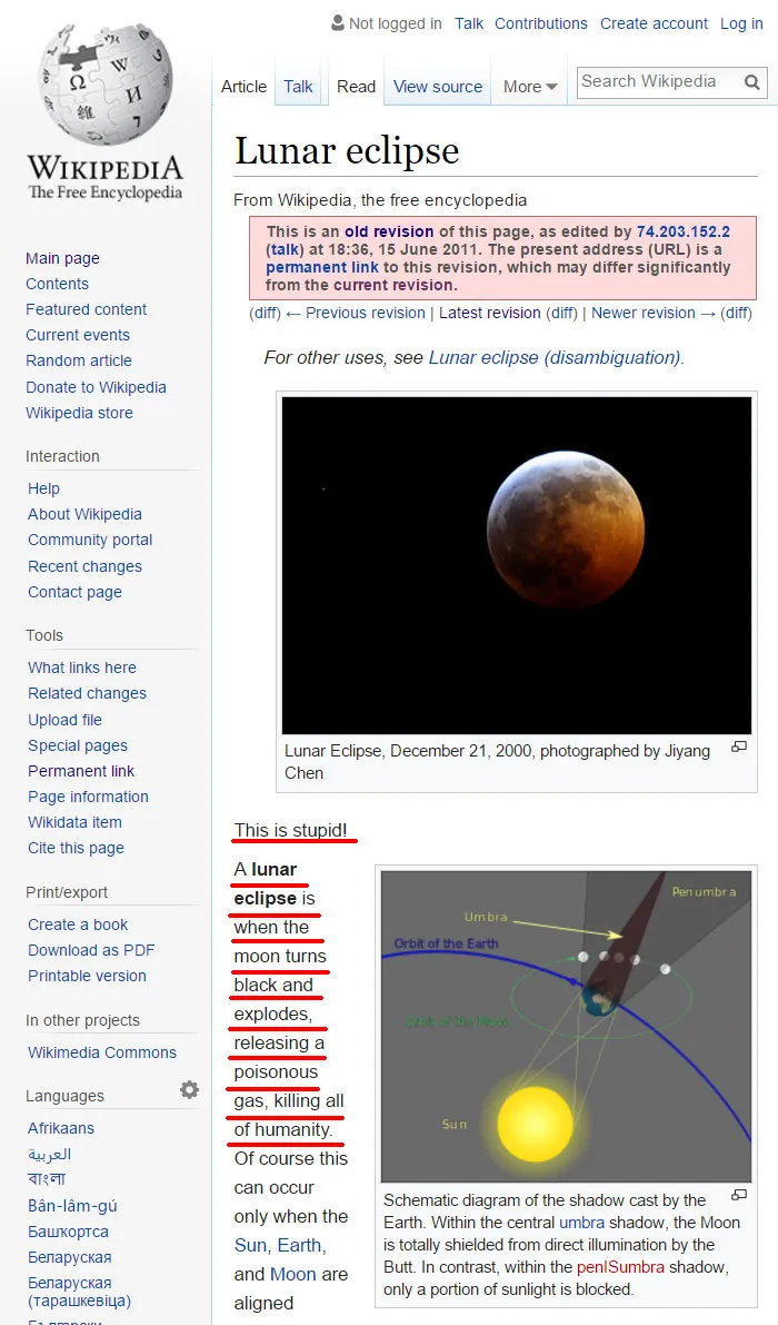64 Of The Funniest Wikipedia Edits By Internet Vandals