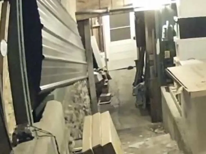 A Skunk Squeezes Under A Back Porch Door.
