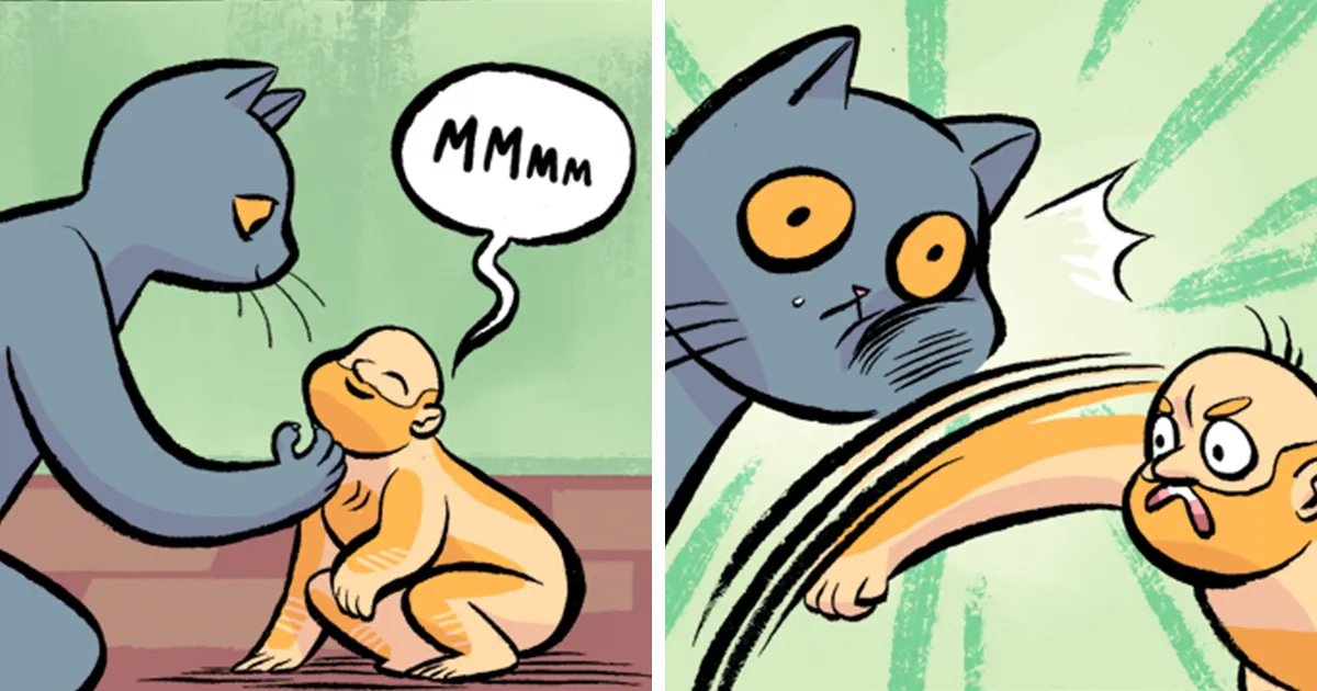 10+ Cómics que muestran lo que pasaría si gatos y humanos se intercambiaran