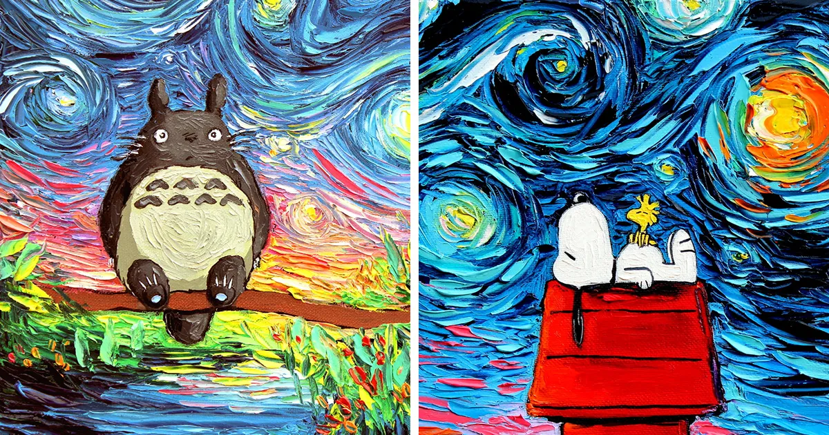 Una pintura de esta artista fue confundida con un Van Gogh, así que ahora pinta ingeniosas variantes de "Noche estrellada"