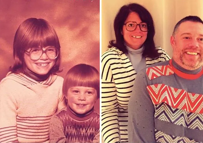Siblings posing in costume reenacting childhood Christmas nativity scene