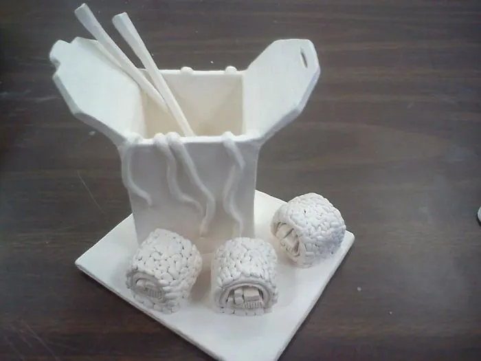 I Made A Sushi & Chinese Take-Out Container Out Of Clay & Fired It.