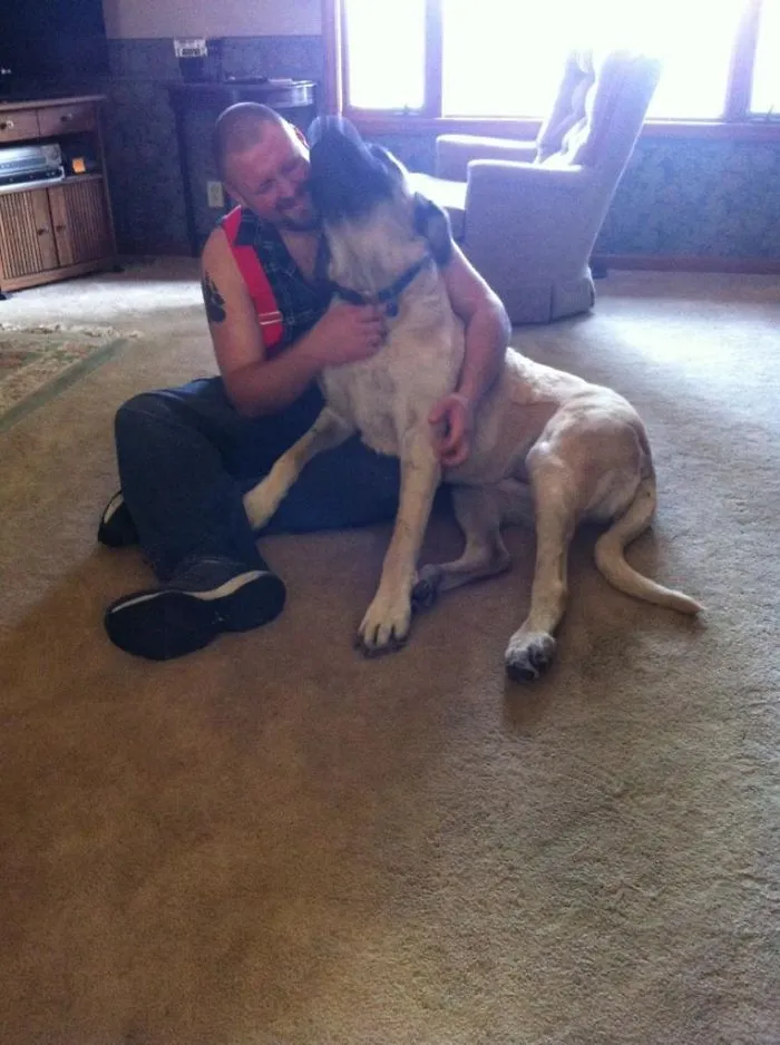 Had To Console My 200 Lb Baby Because The Loud Chainsaw Outside Scared Her
