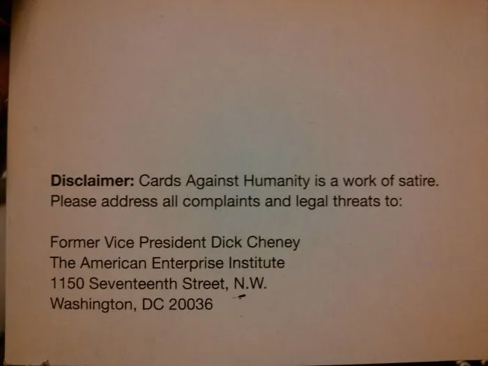 Never Noticed This On The Back Of The Cards Against Humanity Instructions.