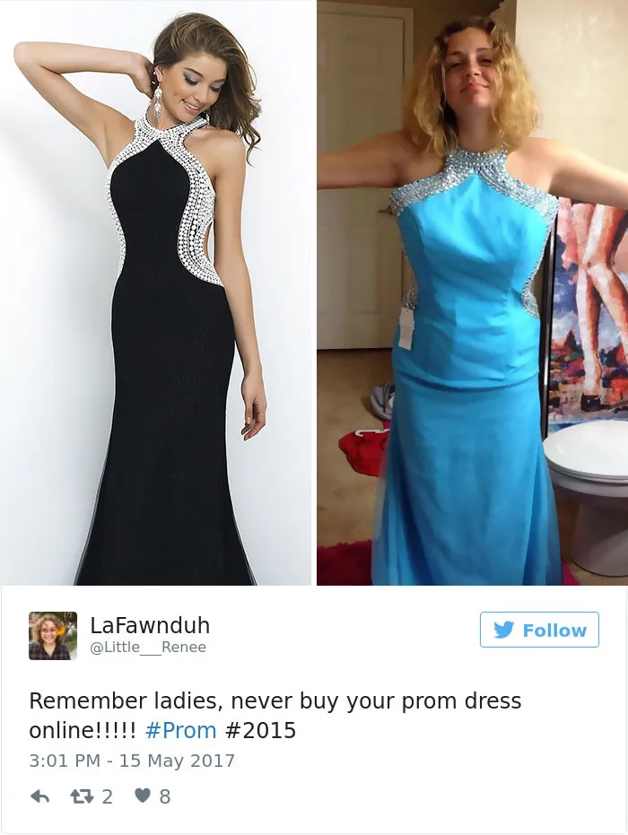 Recordad chicas, nunca compréis el vestido por internet