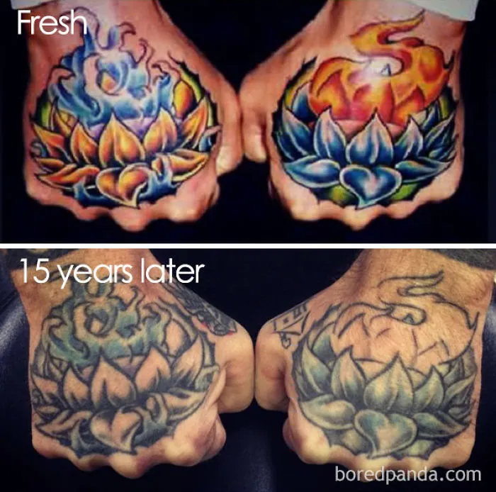 Aged Hand Tattoos