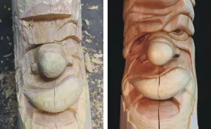 Two 10 Foot Tall Carved Cedar Posts Complete With Attitude
