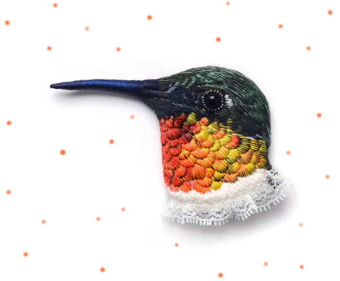 Incredibly Detailed Embroidered Bird Brooches By Paulina Bartnik