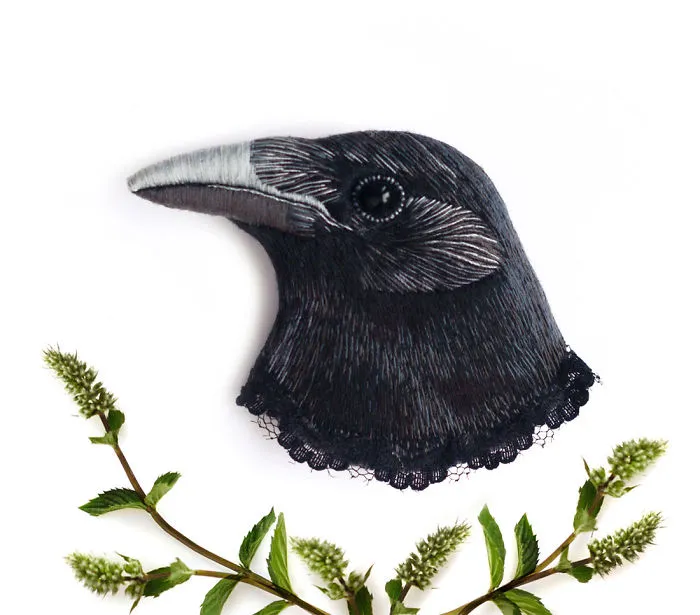 Incredibly Detailed Embroidered Bird Brooches By Paulina Bartnik