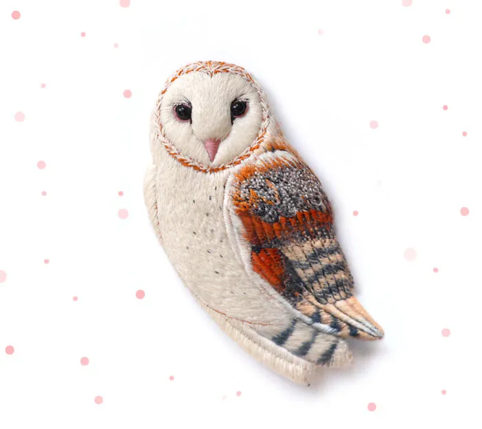 Incredibly Detailed Embroidered Bird Brooches By Paulina Bartnik
